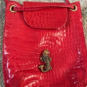 Vicenza Red Python Leather Crossbody Bag